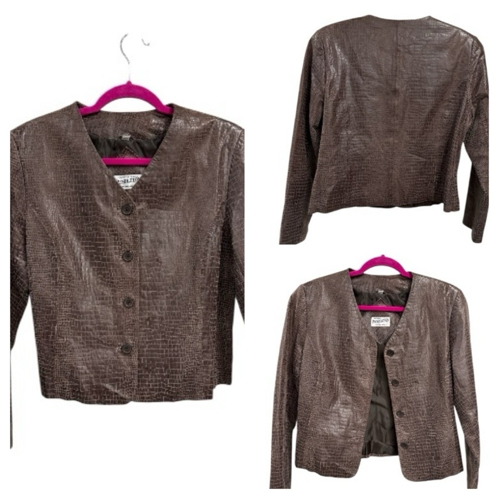 Pendleton Brown Crocodile-Embossed Jacket Size L - image 1
